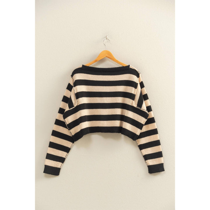 Relaxed Fit Striped Boat Neck Sweater  DS29