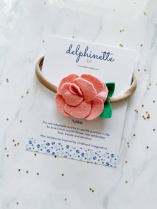 Pink Rose Baby Headband l June Birth Month Flower Gift