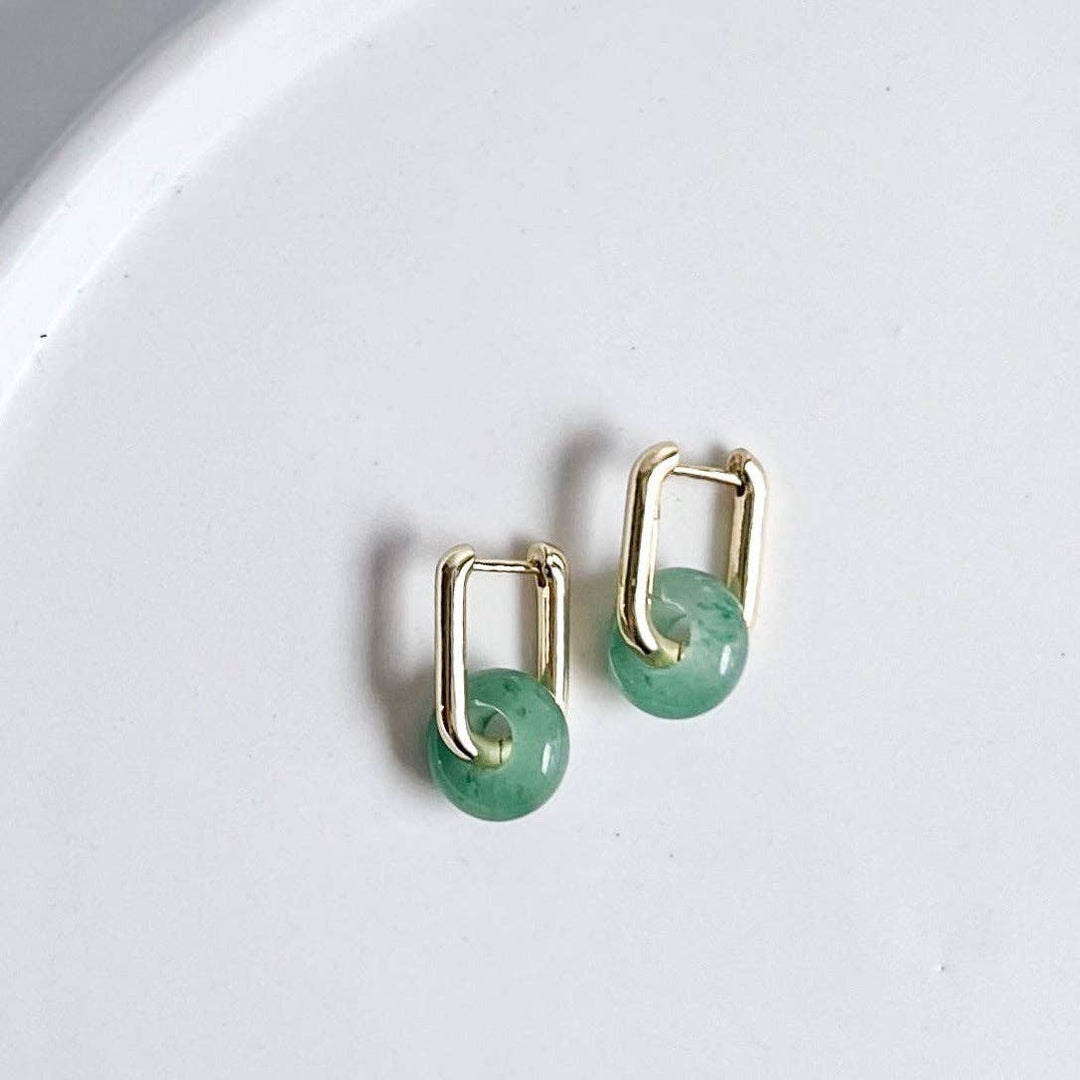 Green Aventurine Hoops NC05