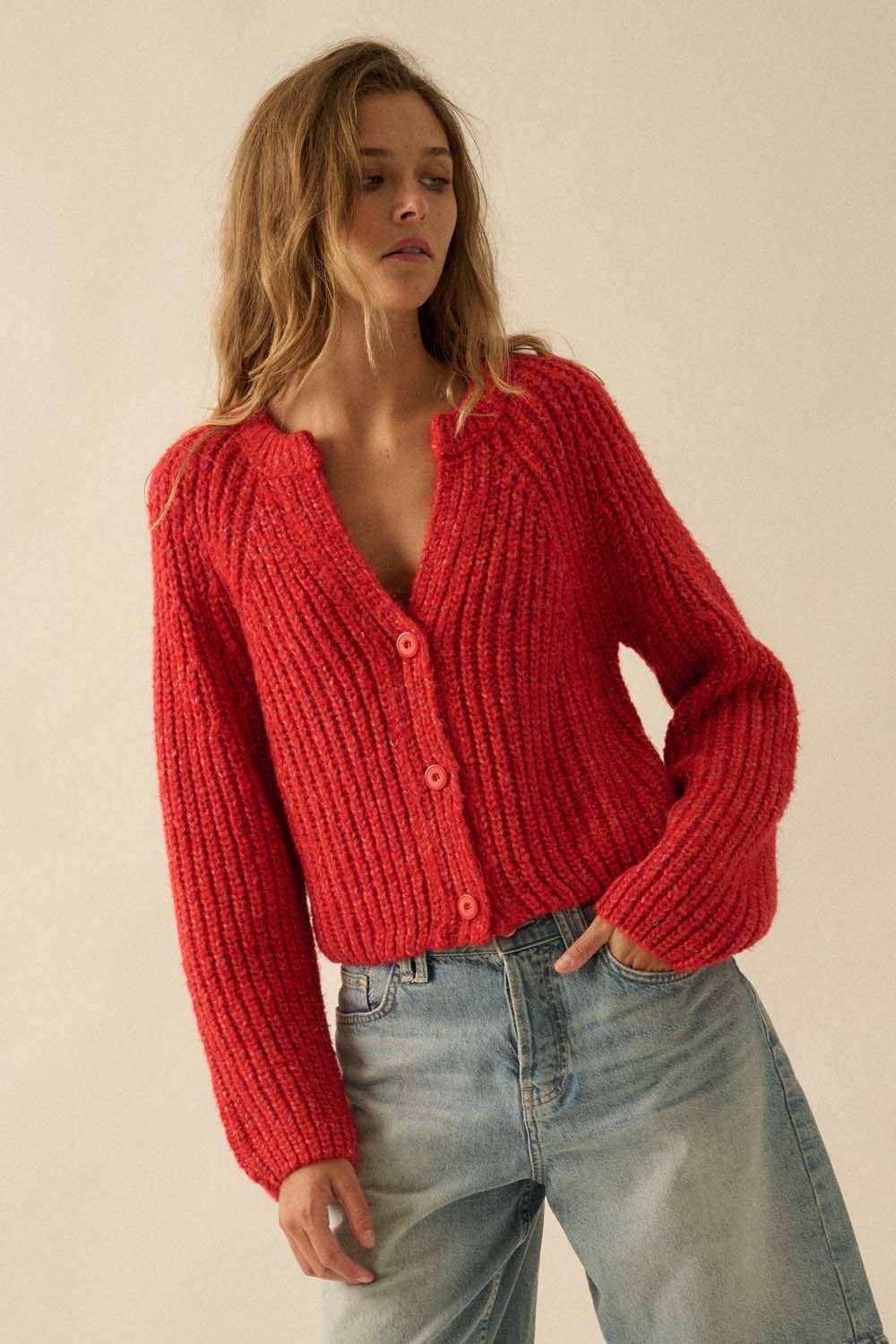 Confetti Button-Front Cardigan Sweater UT28
