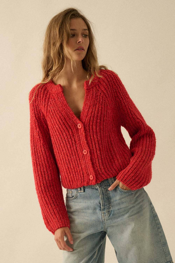 Confetti Button-Front Cardigan Sweater UT28