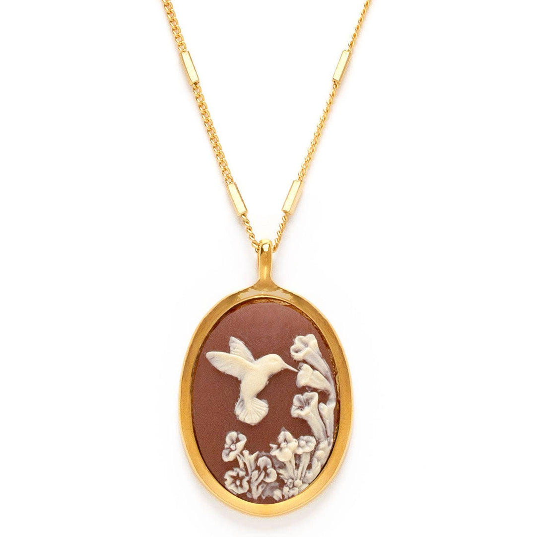 Hummingbird Vintage Cameo Necklace AS06
