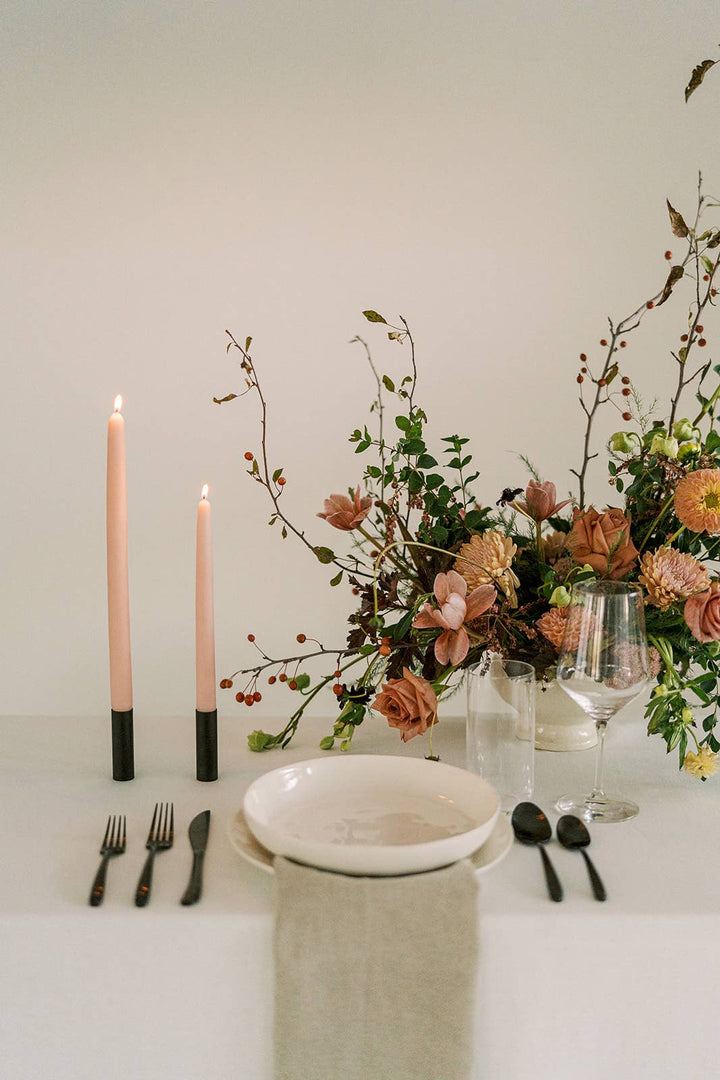 Pink Rose | Dipped Beeswax Taper Candles | All Natural, Hand