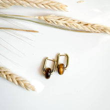 Load image into Gallery viewer, Tiger&#39;s Eye Hoops