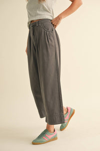 P4093   LOOSE FIT PLEATED WAIST COTTON PANTS