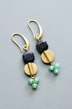 Load image into Gallery viewer, LEXE22 Blue goldstone and aqua earrings
