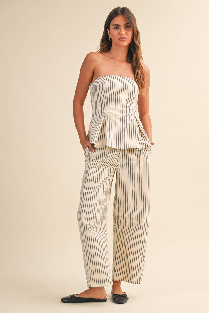 STRIPED BARREL PANTS