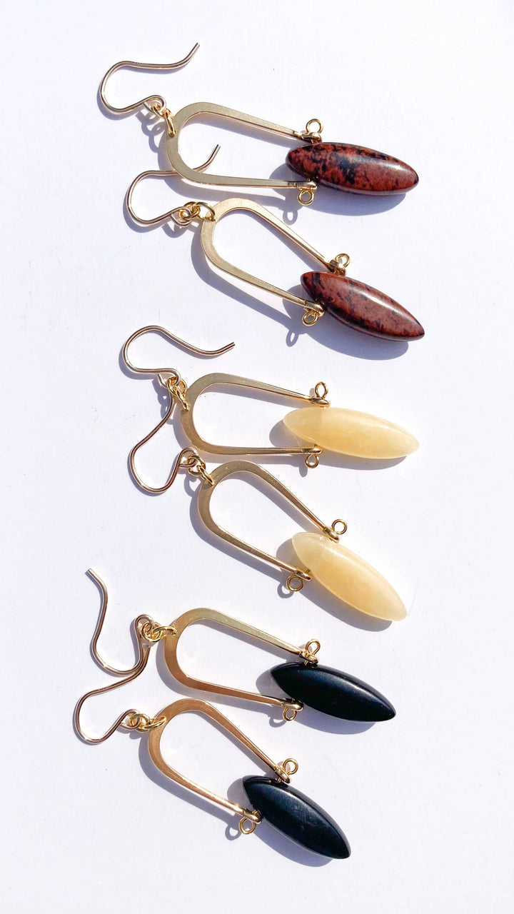 Amulet Earrings in Black Jasper MS15