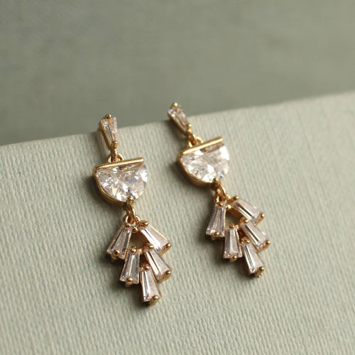 Art Deco Crystal Moon Earrings SP74