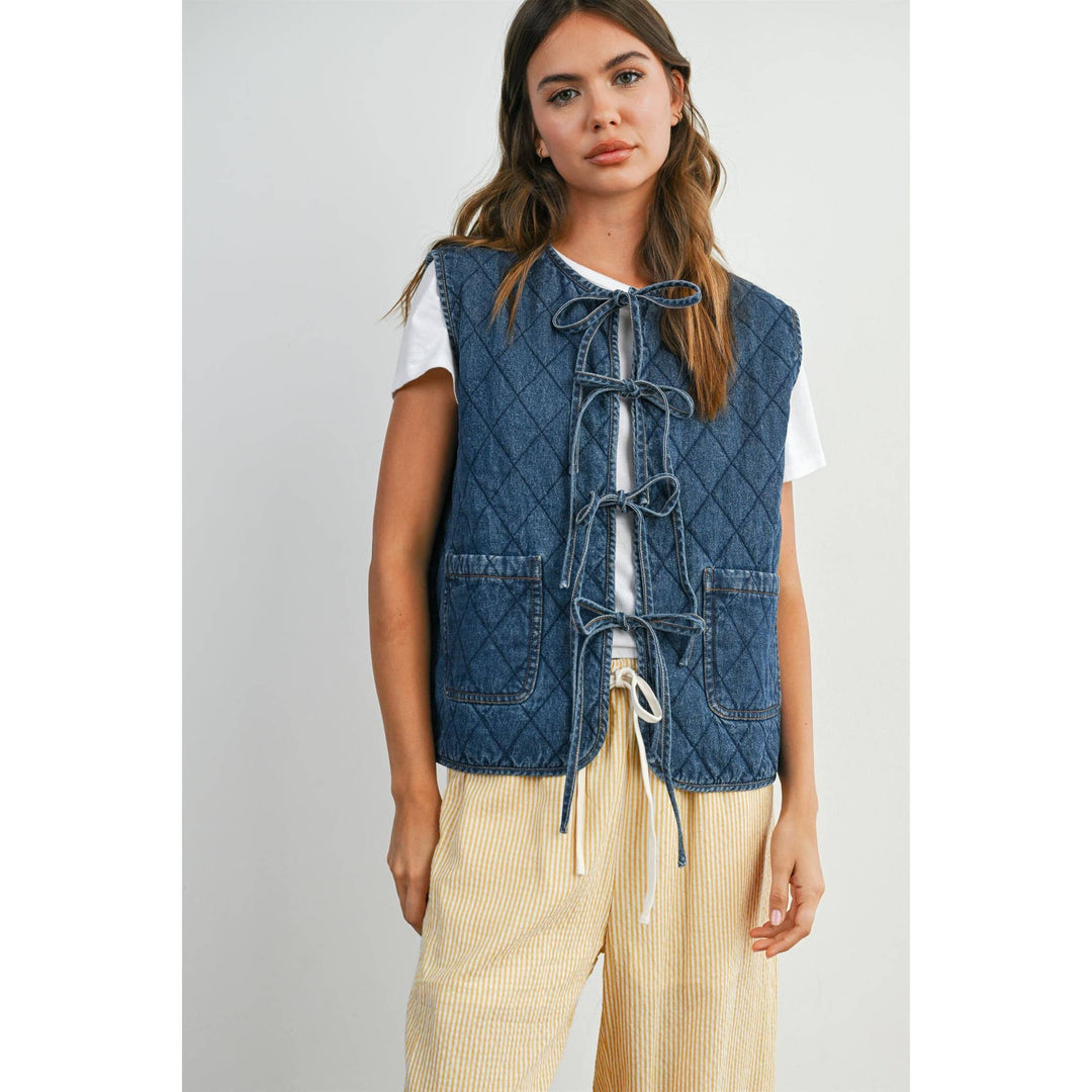 Quilted Tie-Front Vest - BMJ8086