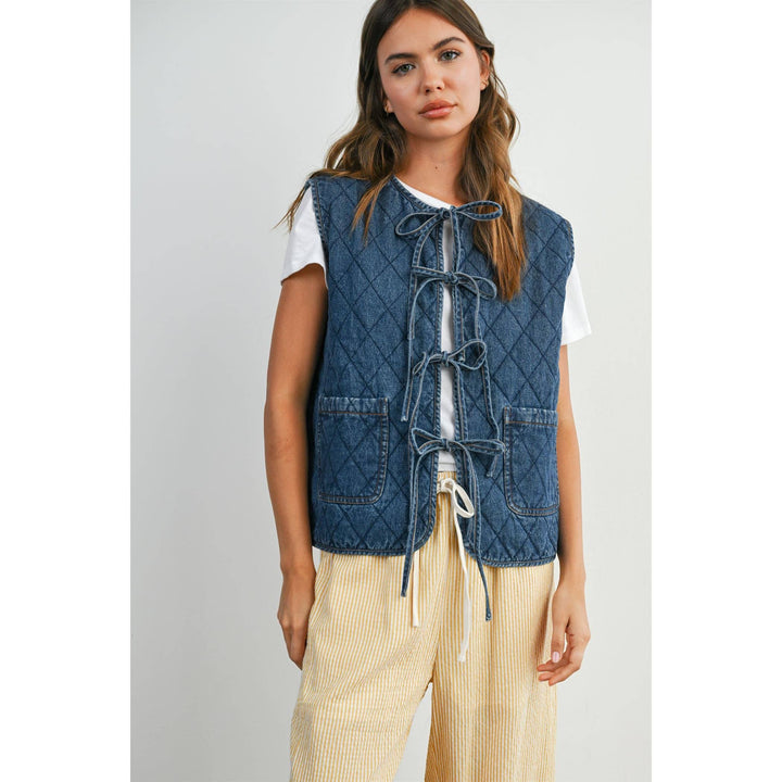Quilted Tie-Front Vest - BMJ8086