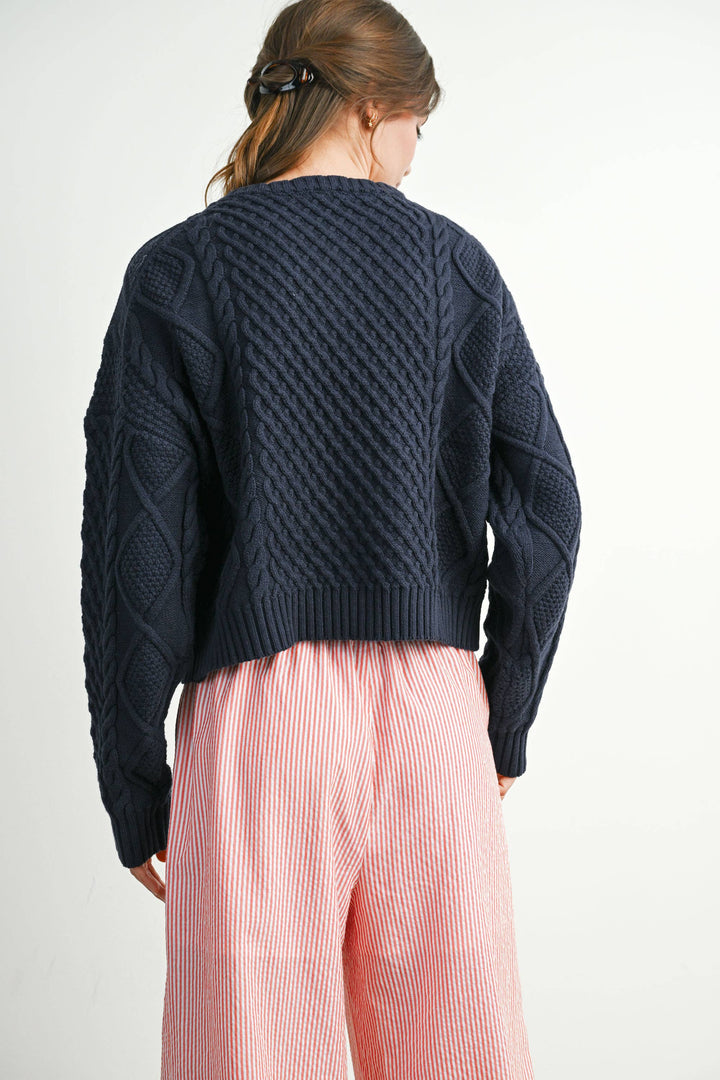 Fall Casual Solid Cable Knit Sweater - BMW719