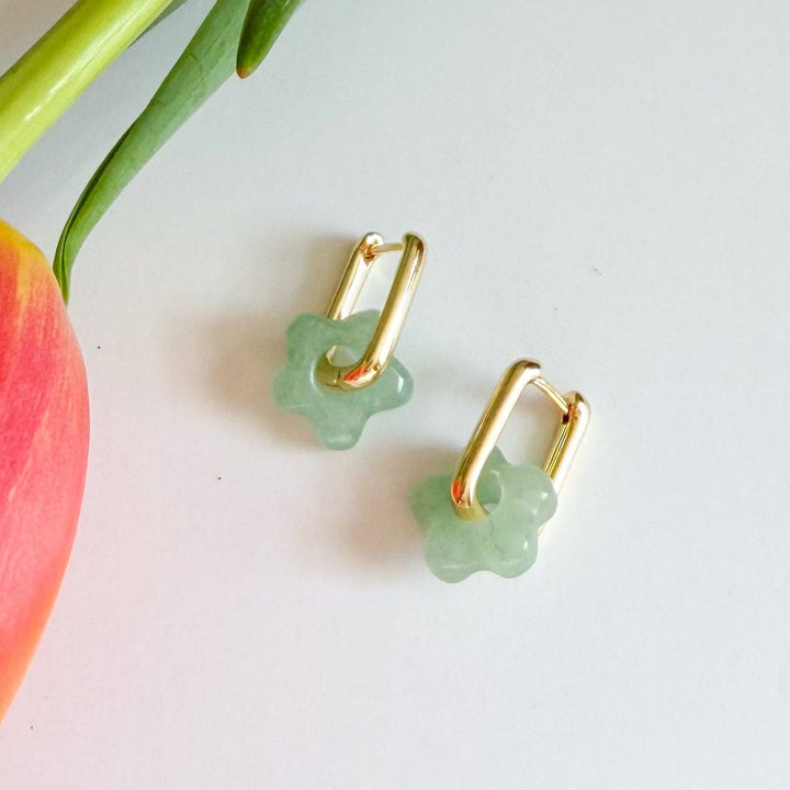 Stone Flower Hoop Earrings NC54