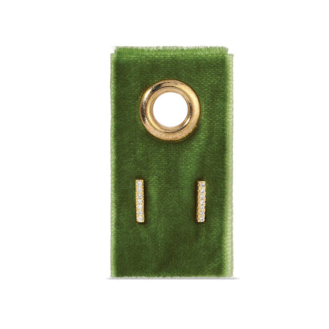 Pave Bar Studs On Velvet Gift Tag SP983