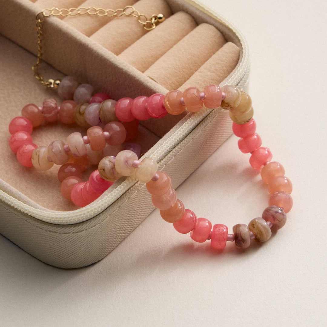 Gradient Color Round Disc Beaded Necklace DMT