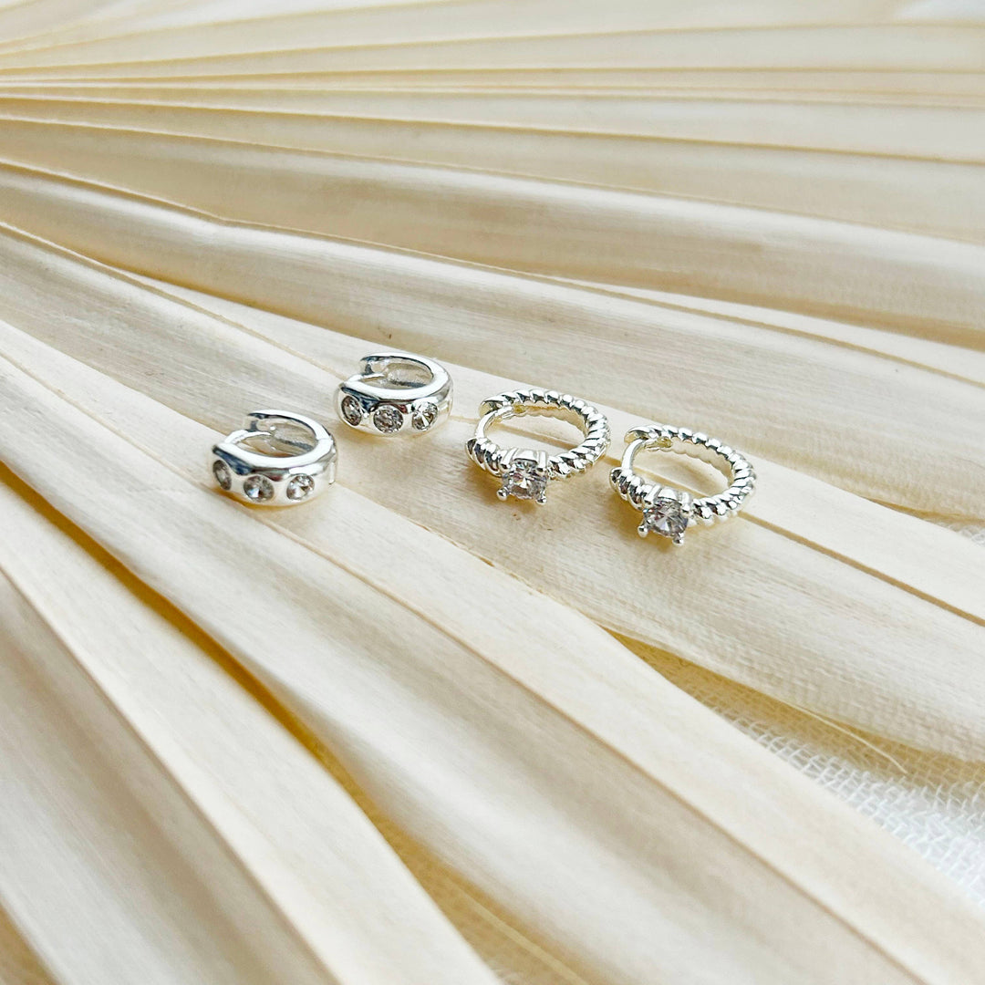 Silver Huggie Hoop Stacking Set 