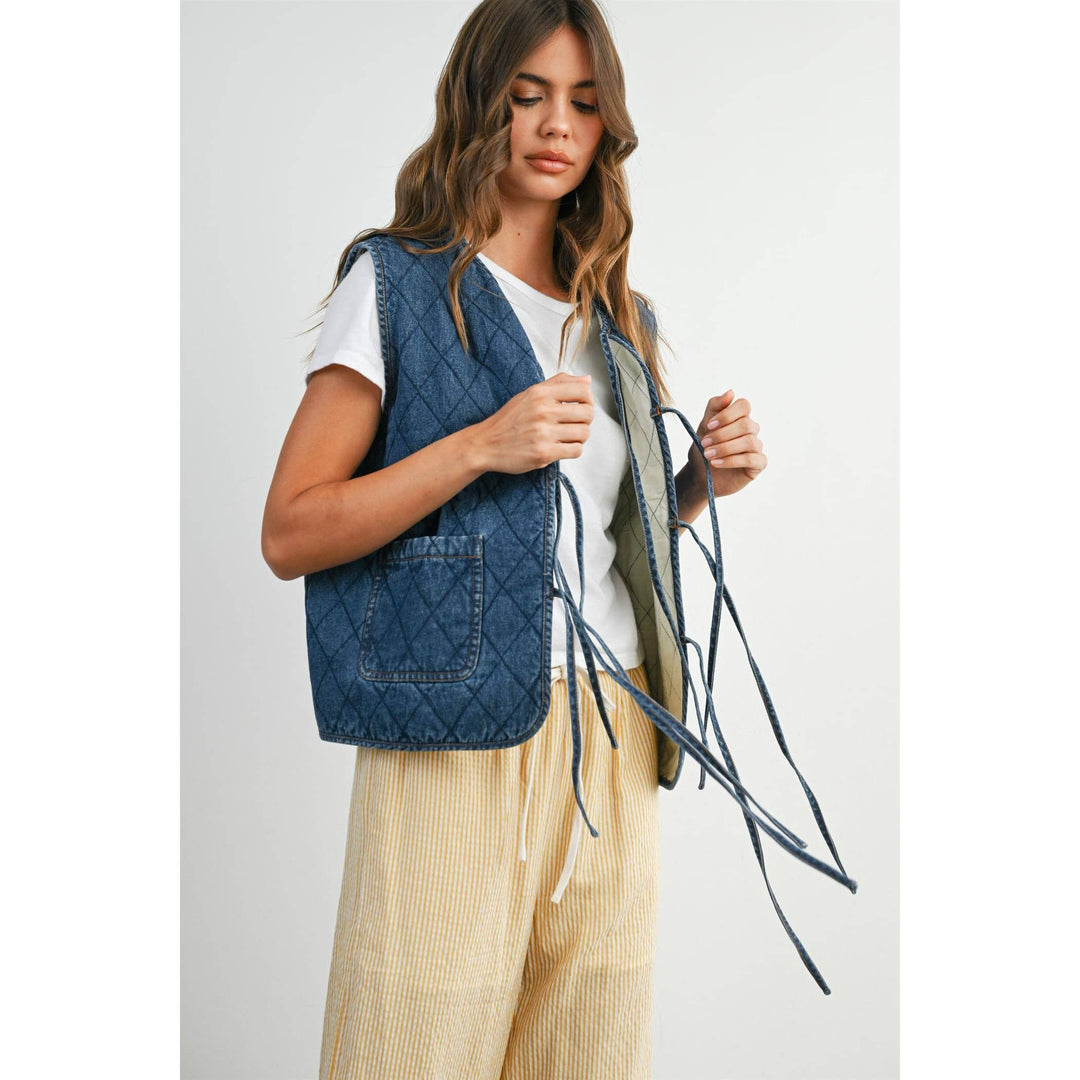 Quilted Tie-Front Vest - BMJ8086