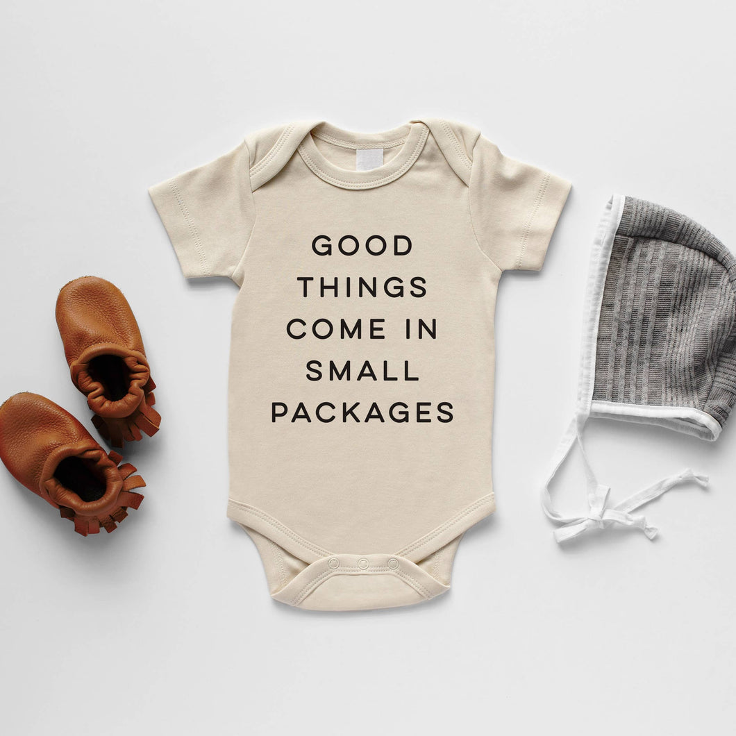 Cream Good Things Come In Small Packages Organic Bodysuit