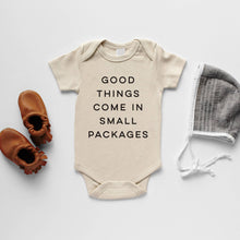 Load image into Gallery viewer, Cream Good Things Come In Small Packages Organic Bodysuit