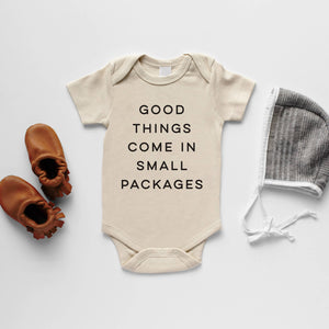 Cream Good Things Come In Small Packages Organic Bodysuit