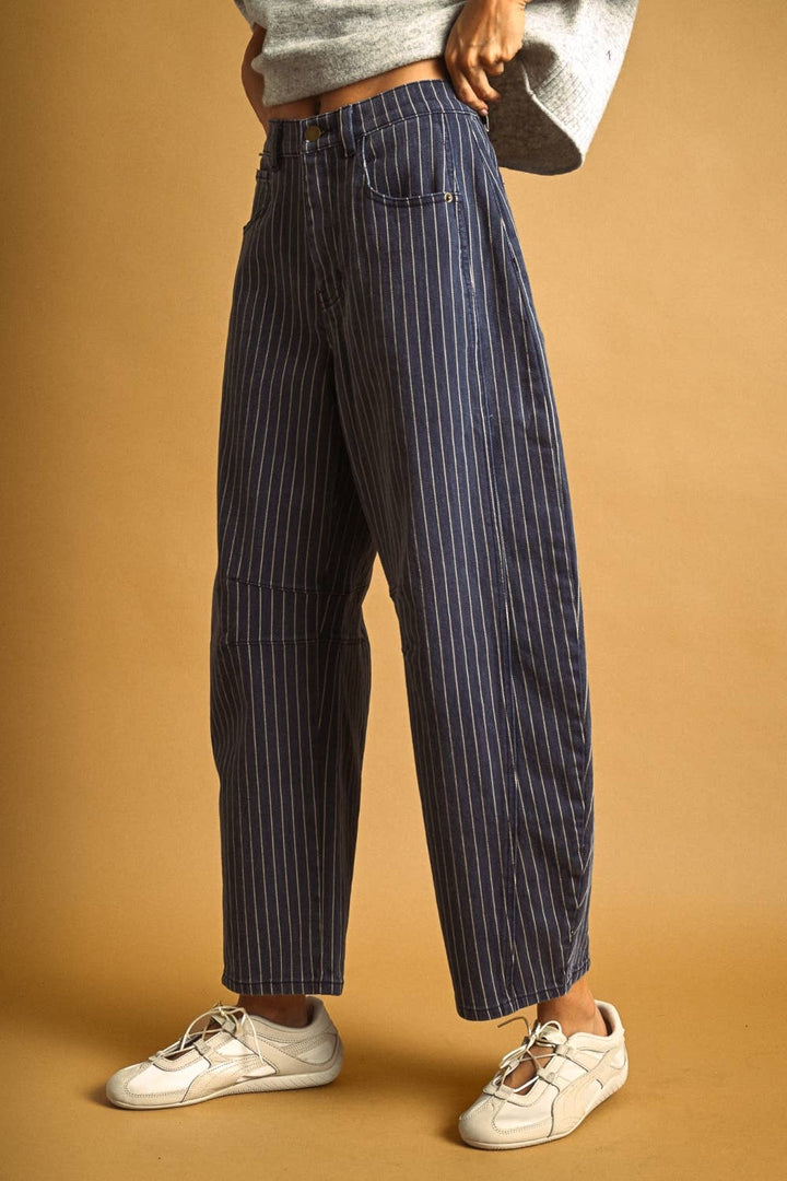 PINSTRIPED BARREL PANTS MM763