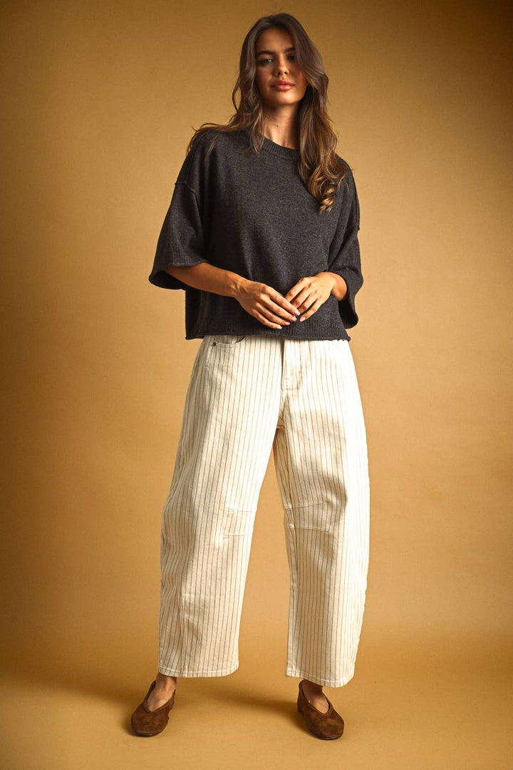 PINSTRIPED BARREL PANTS MM763