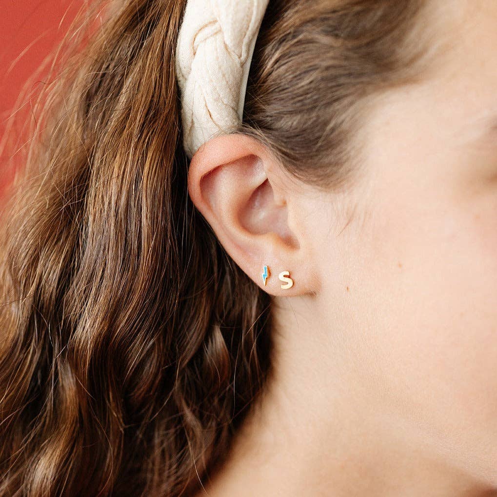 Bolt Stud Earrings - Hypoallergenic, Flat Back, Girl Gift PPE28