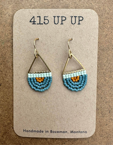 41501 Beaded Arch Earrings - Mint + Shale