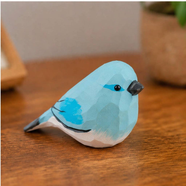 Hand-Painted Carved Wood Bird Figurine