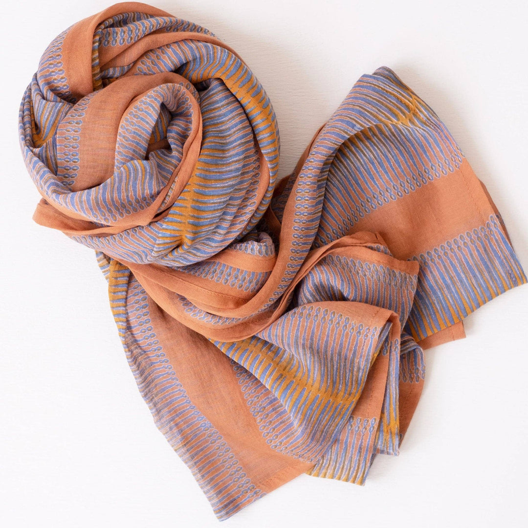 Marta Ochre Block Printed Scarf GMS26