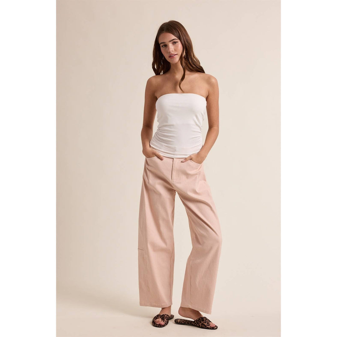 PINSTRIPE RELAXED WIDE LEG COTTON PANTS / WL25