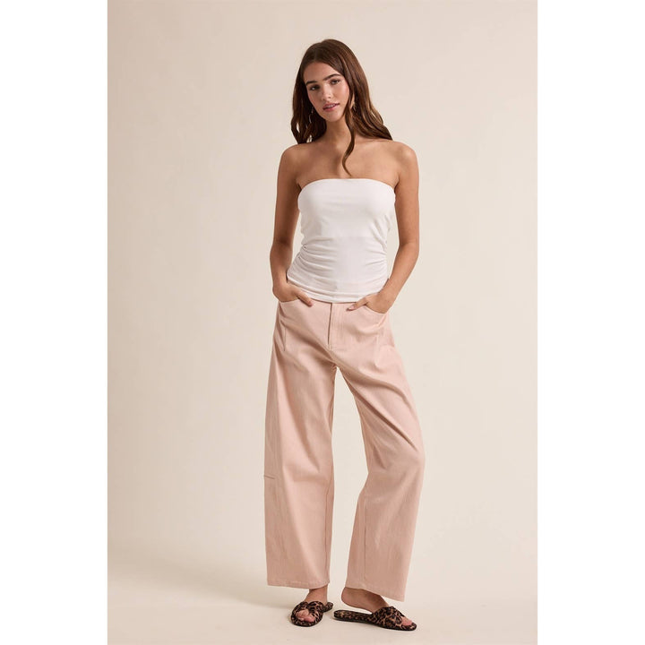 PINSTRIPE RELAXED WIDE LEG COTTON PANTS / WL25