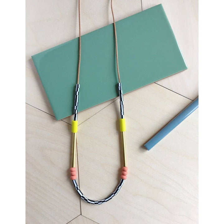 New Memphis Necklace // Yellow and Salmon LAN55
