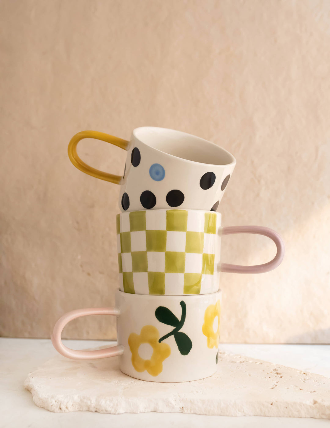 Blue Accent Mono Dotty Ceramic Mug