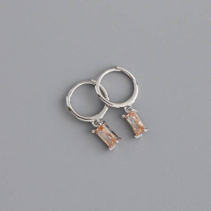 Emerald Cut Color Gem Drop Earrings in 925 Sterling Silver