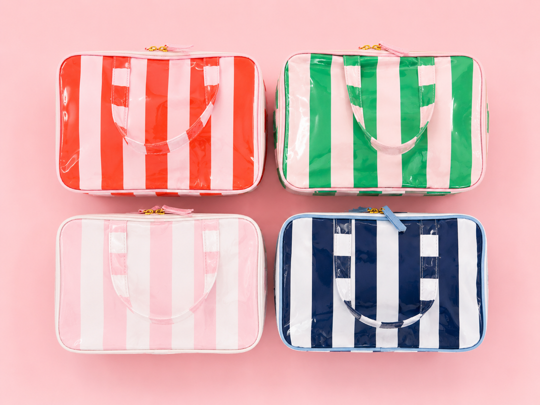 Gloss &amp; Go - Colorful Stripe Wipeable Travel Cosmetic Case