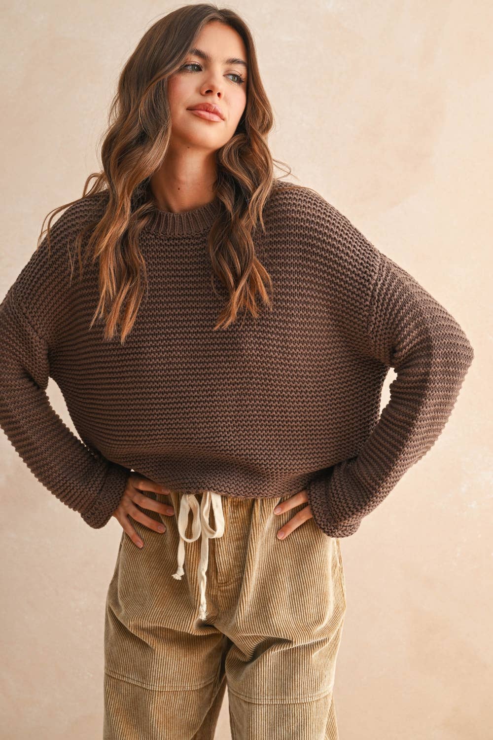 T2694   ROUND NECK SWEATER KNITTED TOP