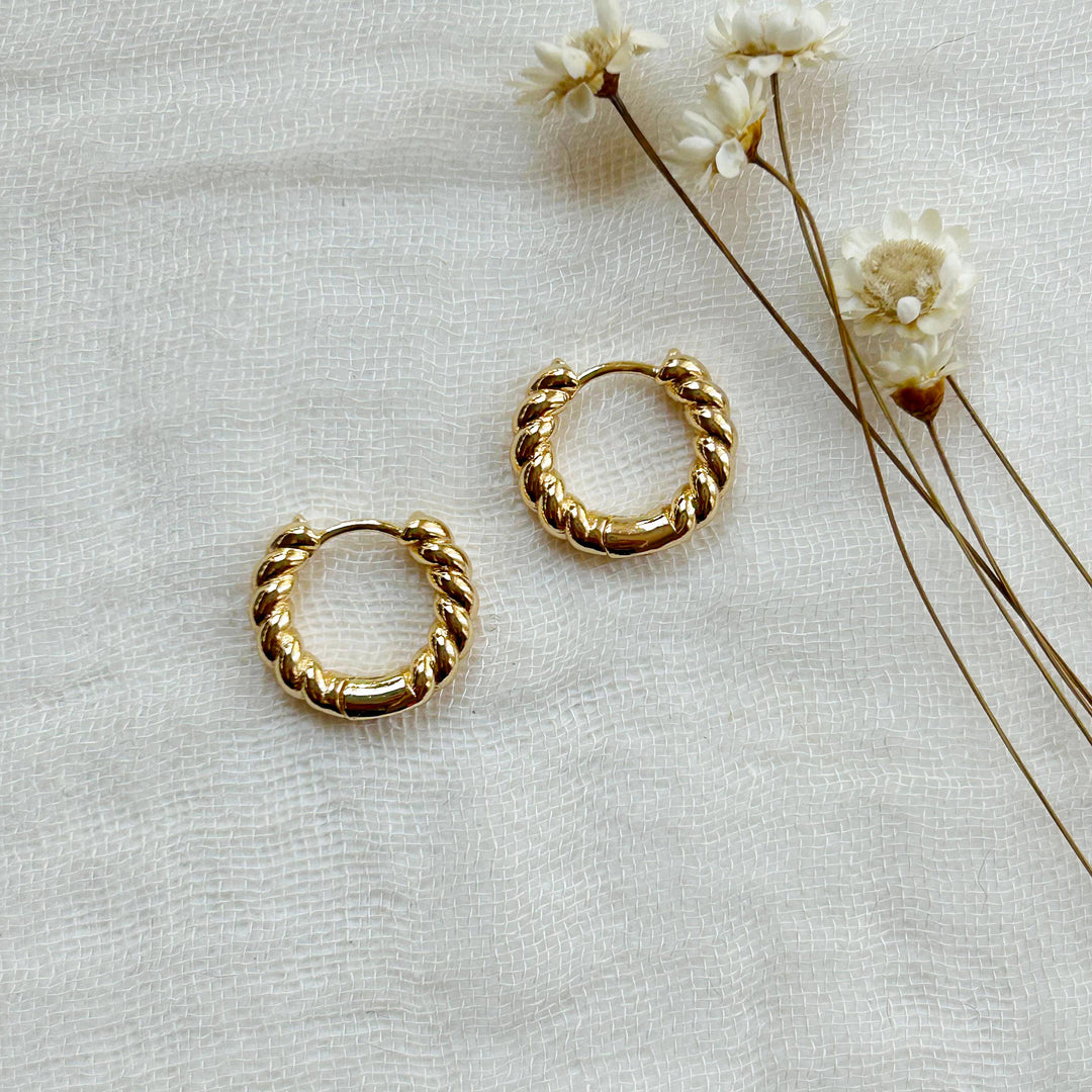 Thick Gold Braided Hoops KT923