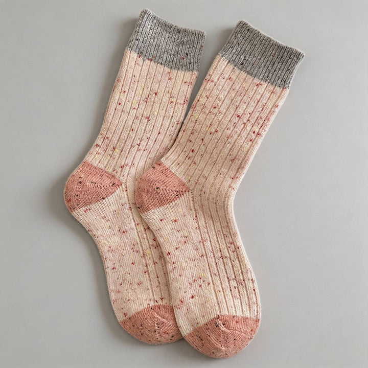 Speckled Yarn Colorblock Crew Socks