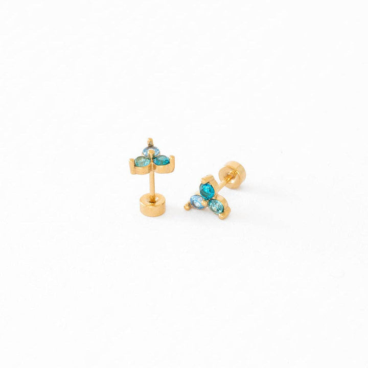 Ombré Gem Stud Earrings - Hypoallergenic, Flat Back, Girl