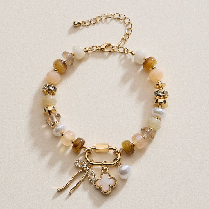 Colorful Beaded Charm Bracelet with Gold Trio Accent LLHB