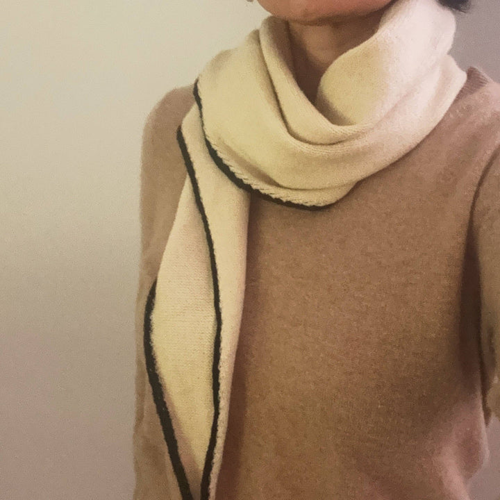 Slim Minimalist Knit Scarf – Two-Tone &amp; Striped EY76