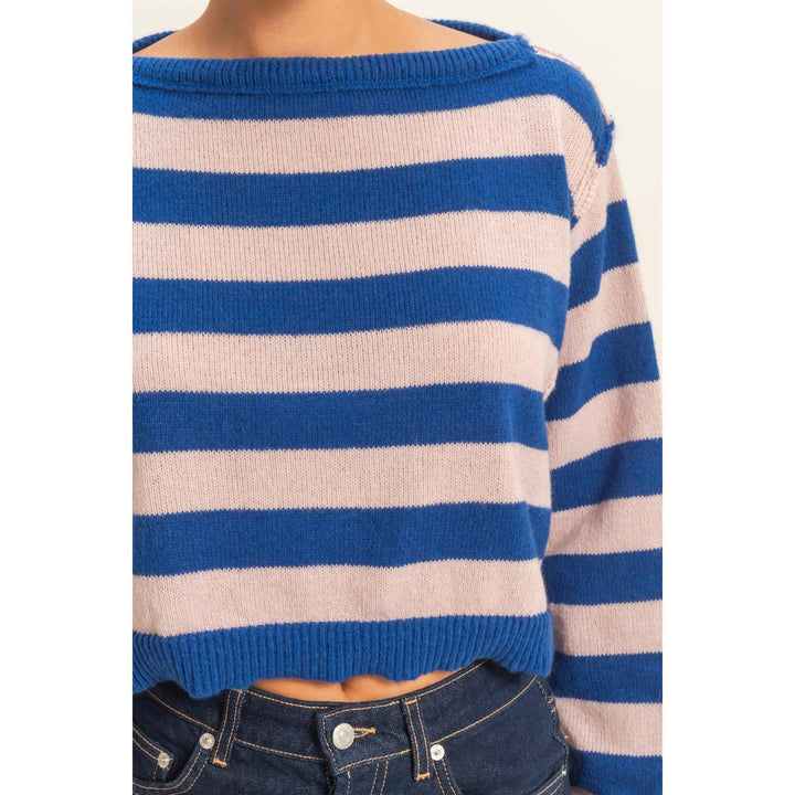Relaxed Fit Striped Boat Neck Sweater  DS29