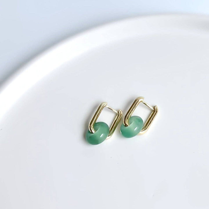 Green Aventurine Hoops NC05