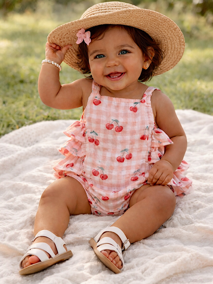 Gingham Cherries / Muslin Ruffle Sunsuit SIIX23