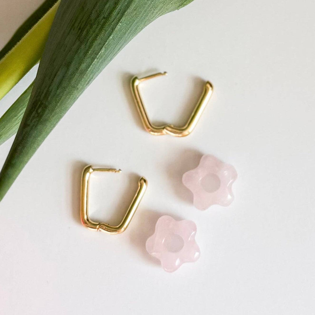 Stone Flower Hoop Earrings NC54