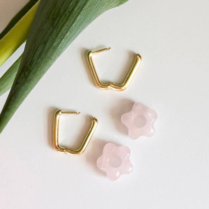 Stone Flower Hoop Earrings NC54