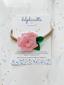 Pink Carnation Baby Headband - January Birth Month Flower