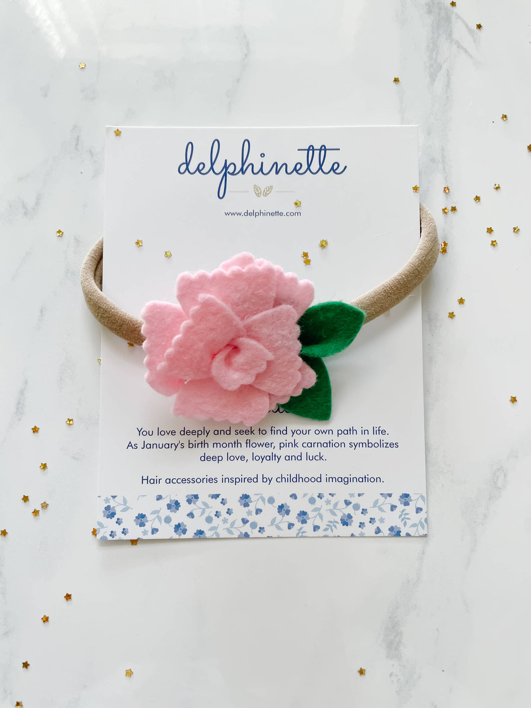 Pink Carnation Baby Headband - January Birth Month Flower