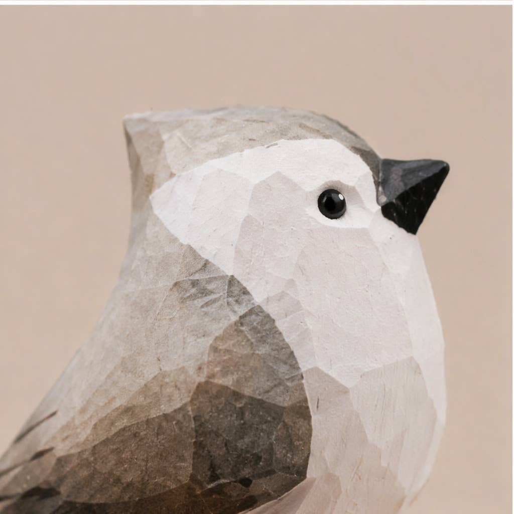 Hand-Painted Carved Wood Bird Figurine